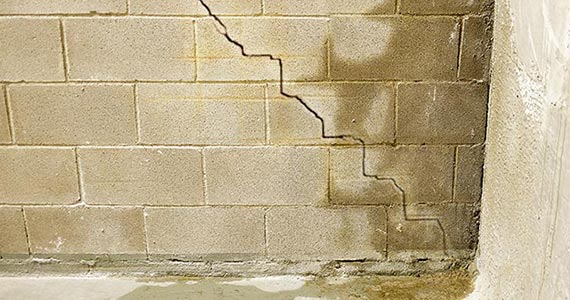 Basement wall leak crack