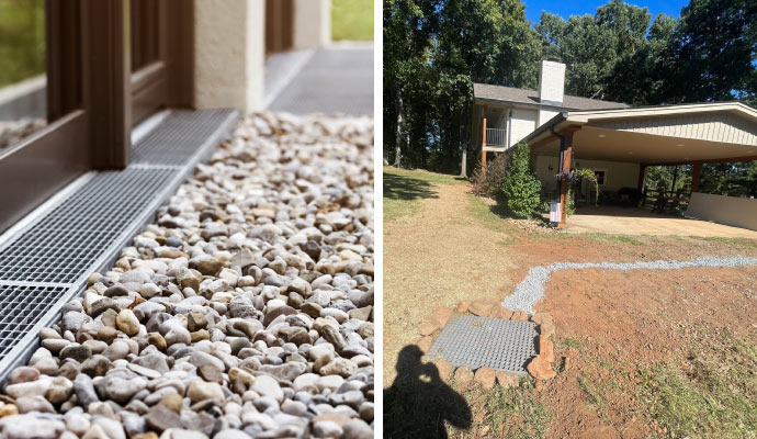 Collage of exterior and footing drain