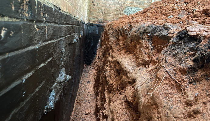Exterior foundation waterproofing