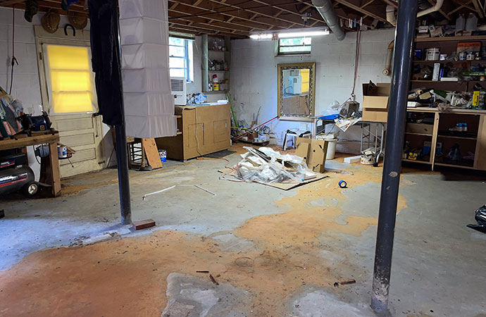 Installed interior drainage system