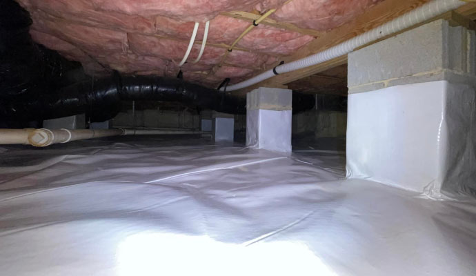 Waterproofed crawlspace