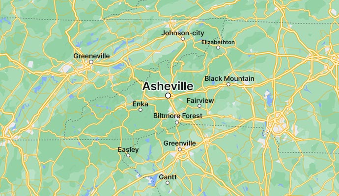 DryWorx Asheville Service Area Map