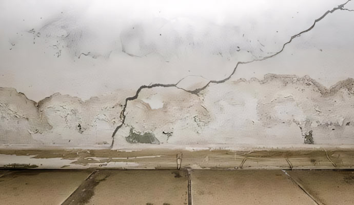 Leaking crack on wall