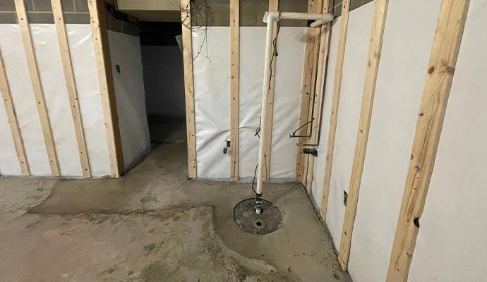Installed sump pump in basement